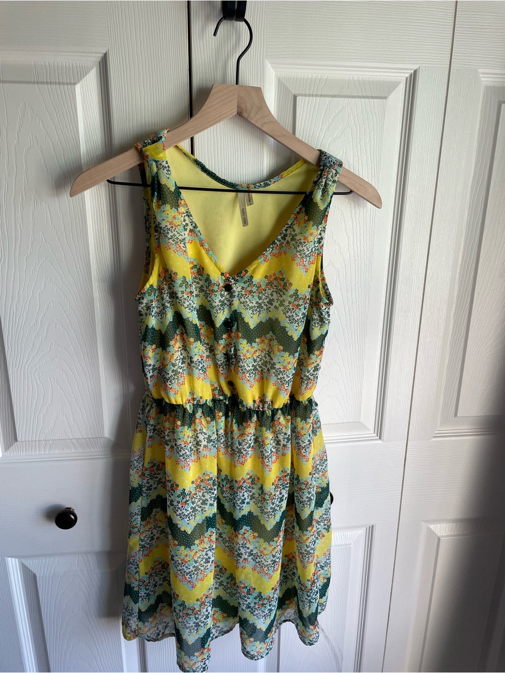 hello miss Yellow Floral Chevron Midi Dress